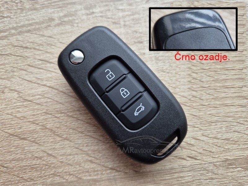 Ohišje za zložljive ključe Renault s tremi gumbi (črna barva)